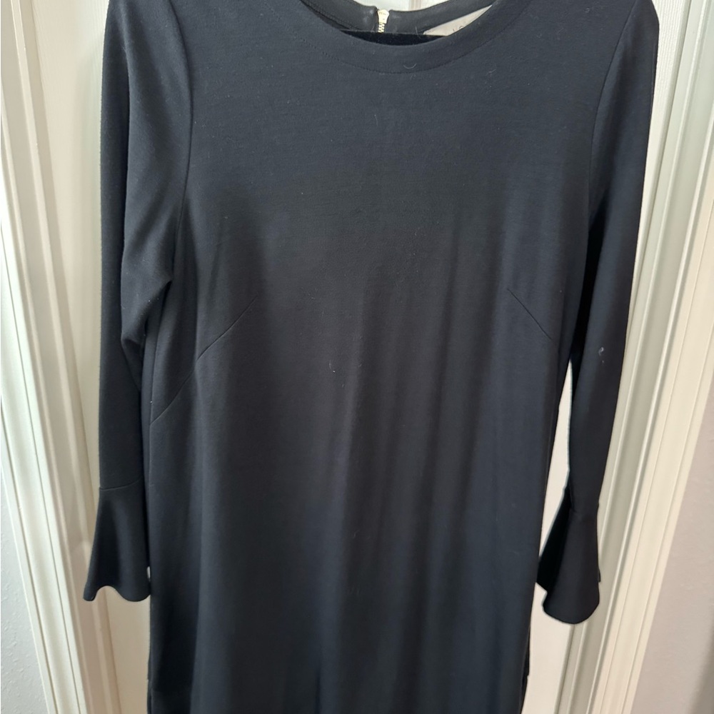 LOFT Classic Knit Black Long Bell Sleeve Dress Size M